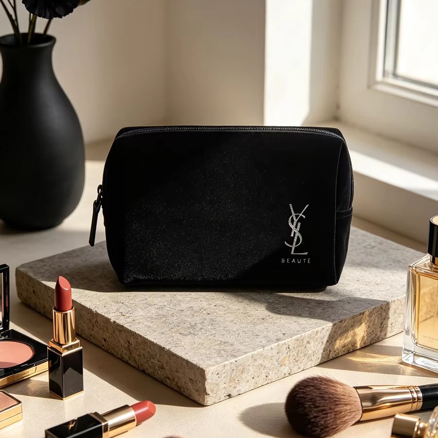 Ysl Beauty Makeup - YSL'nin Çantası Siyah Baskılı Kozmetik Saklama