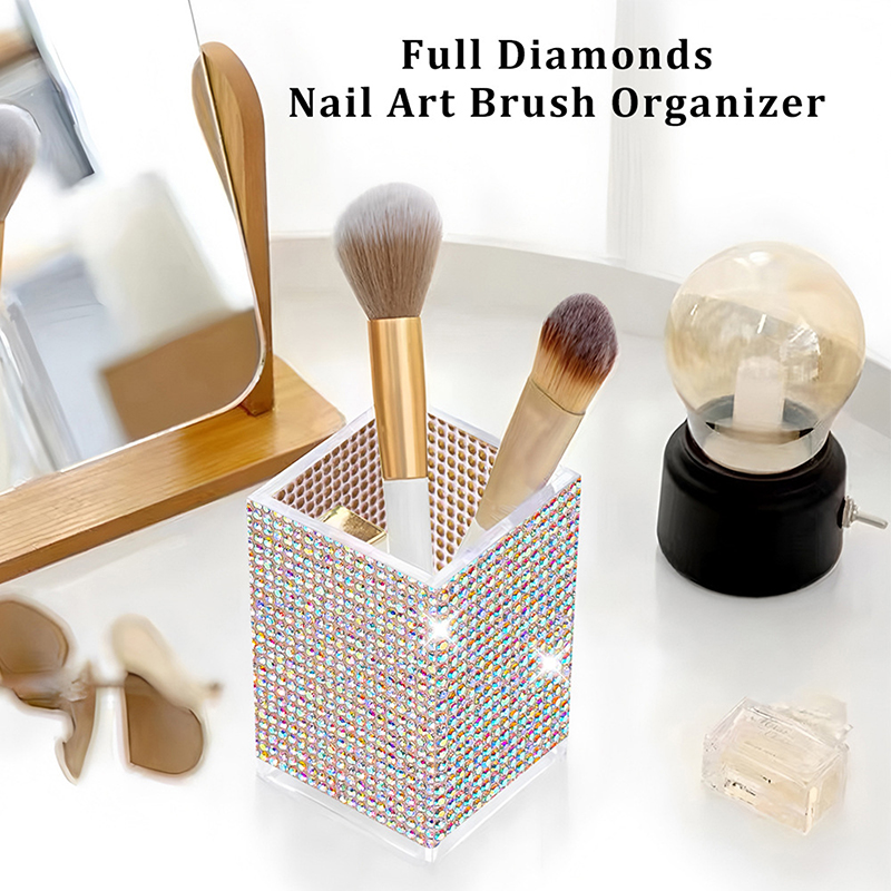 Beauty Makeup Desk - 【M】3 Bölmeli Bling Kalemlik, Makyaj Fırçası
