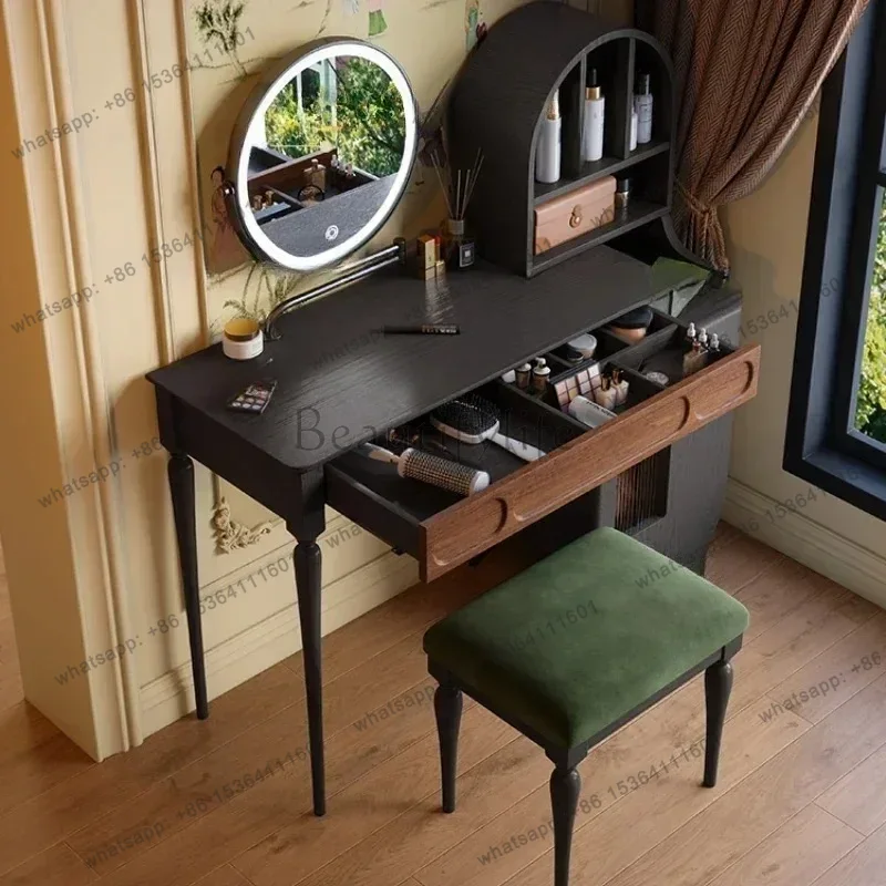 Beauty Makeup Vanity Set - LJY Organizer Siyah Makyaj Masası Çekmeceli